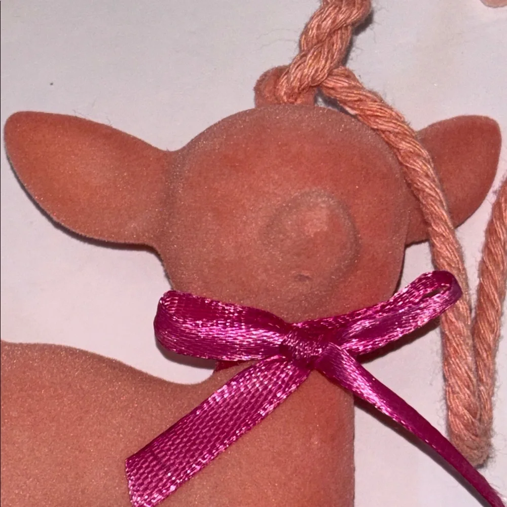 Flocked Deer Garland Peachy Pink Deer  Garlands - Set of Velvet Fawn Garland NWT